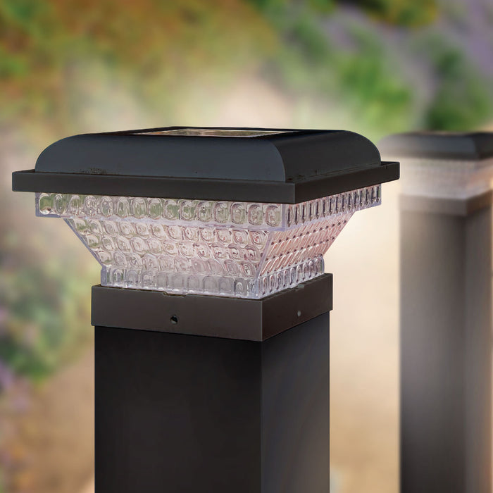 Outdoor Solar Post Cap Lights Black, 2-Pack — Home Zone Security